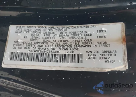 2004 Toyota Tacoma Base V6 z USA, uszkodzony, nr VIN 5TEWN72N84Z353394